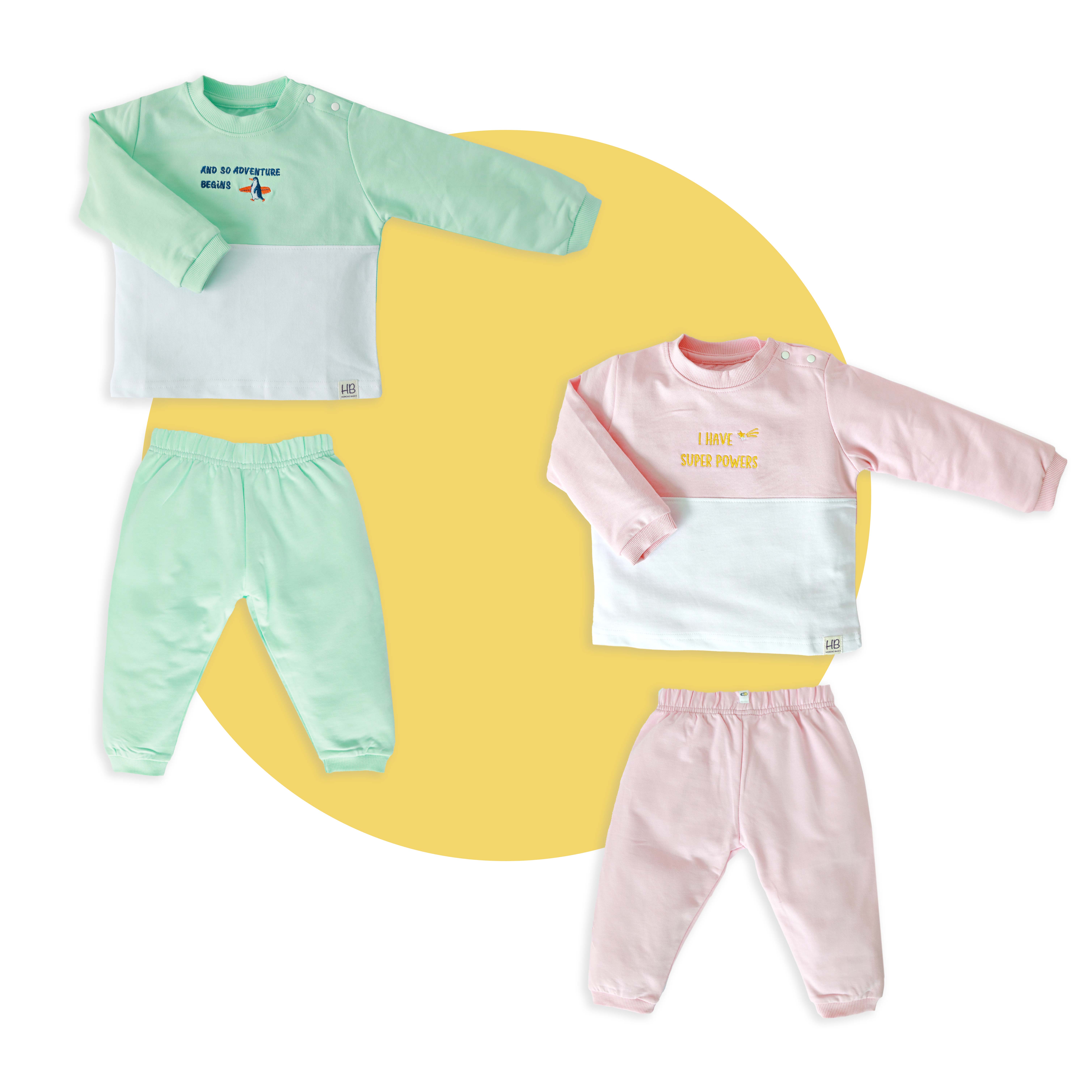 2 Pack Round Neck Full Sleeve Top and Pant ( 0 - 4 years )