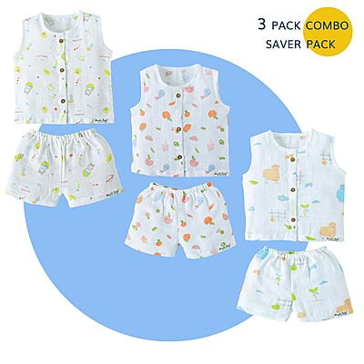 Sleeveless Top - 3 & Shorts - 3 (newborn to 4years) Assorted 6 Pack NEW