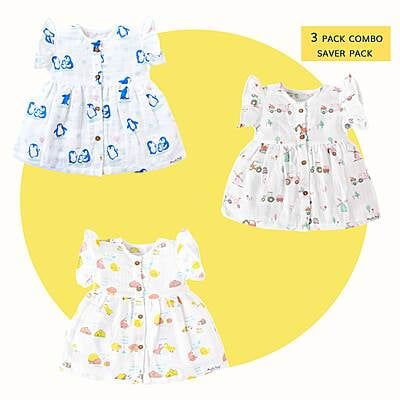 Pretty Little Cotton Frocks (0 to 4 years) - Assorted 3 Pack
