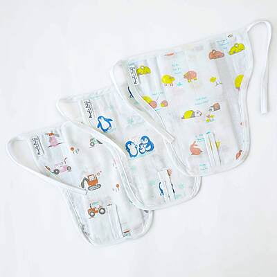 3 pack - Reusable Muslin Nappies / Langot (4 Layered Central Panel) Assorted