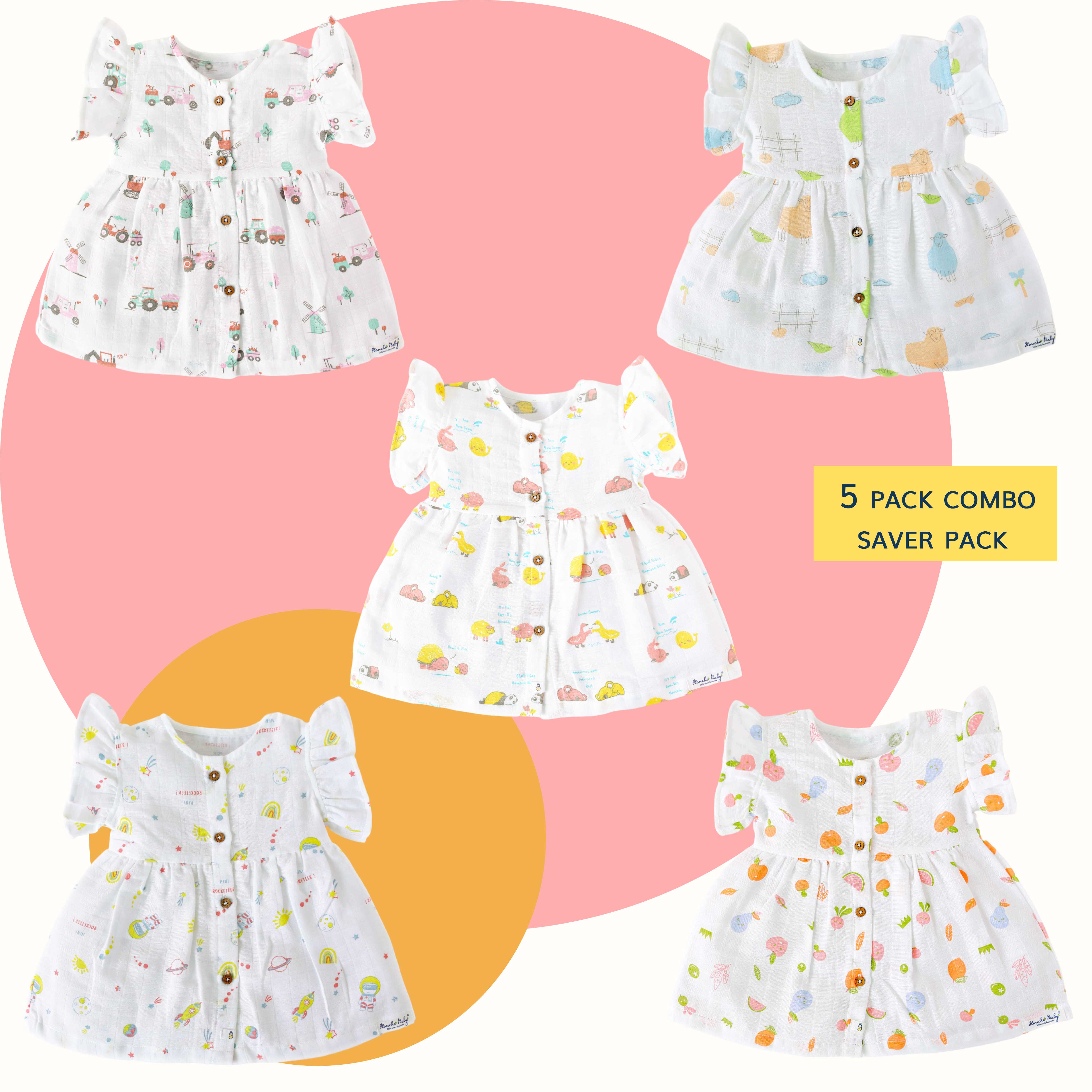 Pretty Little Cotton Frocks (0 to 4 years) Assorted 5 & 6 Pack - NEW