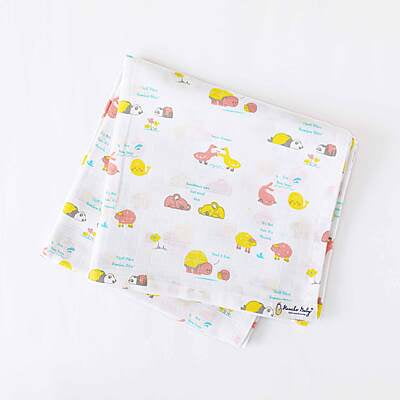 Zoo Babbles - Organic Cotton (double layer) Baby Muslin Swaddle Set - 110 X 110 cms