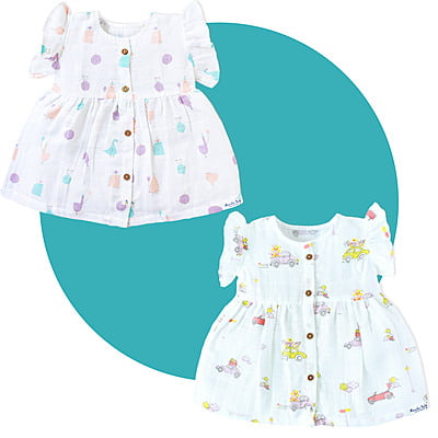 2 pack - Pretty Little Cotton Frocks (9 months to 3 years)