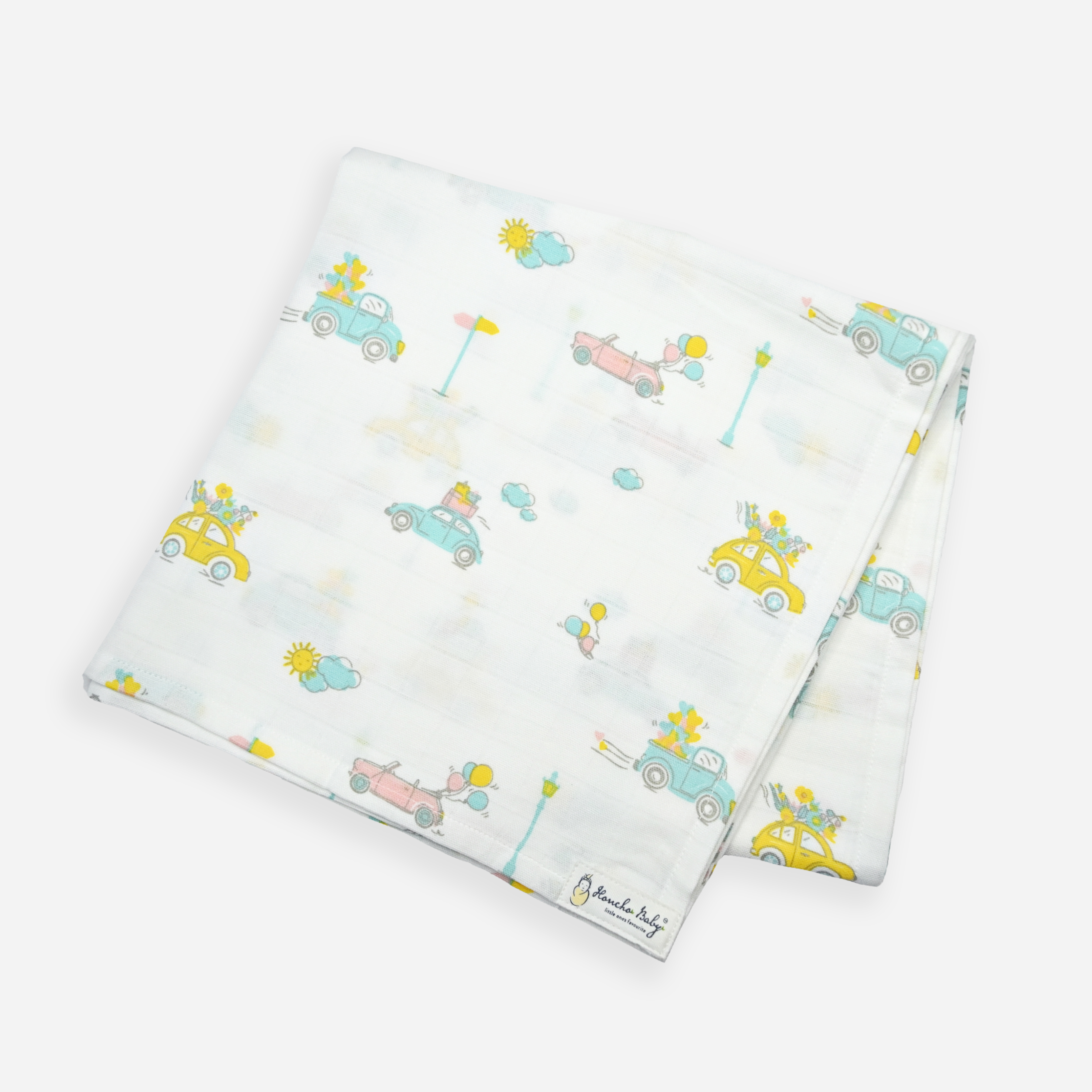 Loads Of Love - Organic Cotton ( double layer ) Baby Muslin Swaddle/ Blanket - 110 X 110 cms