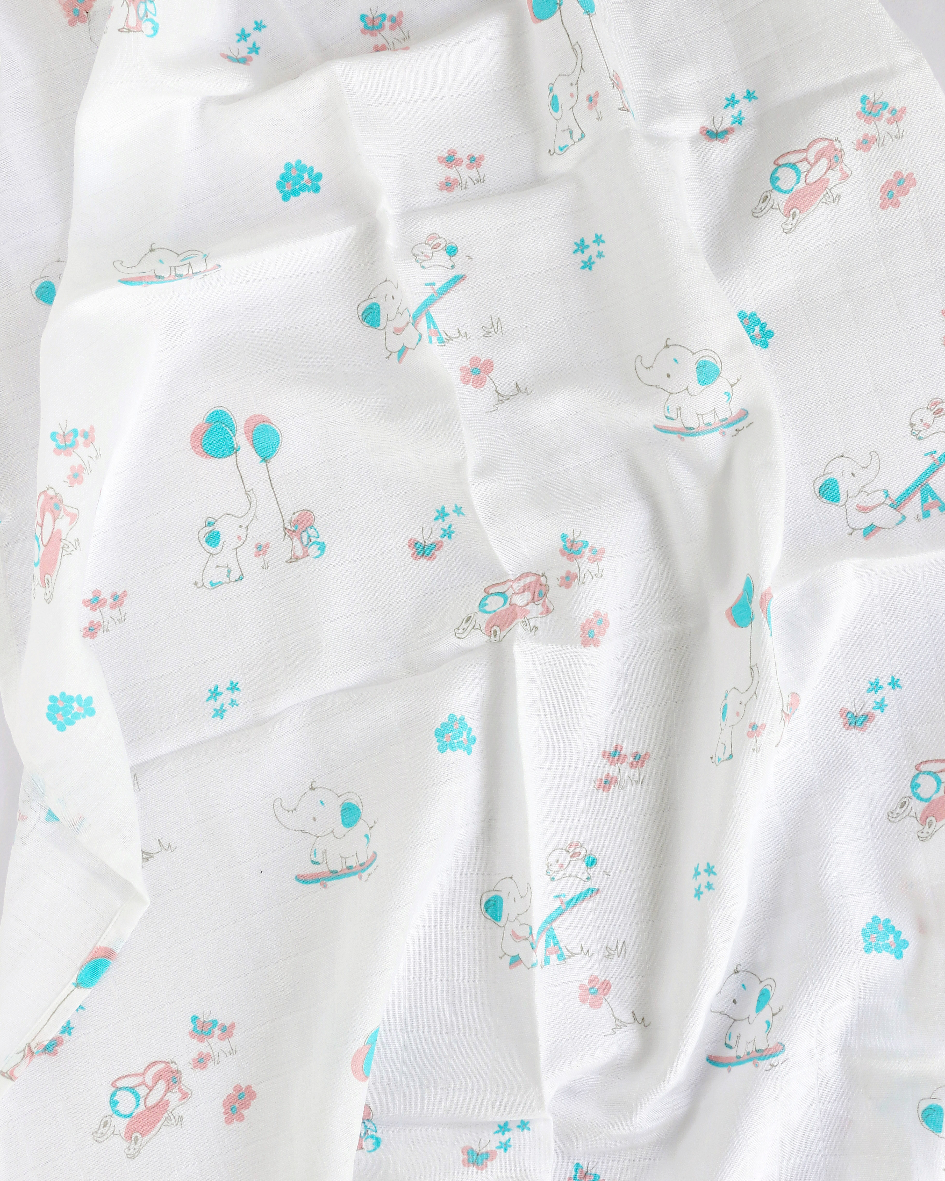Meet Baggy and Hopps - Organic Cotton ( double layer )Baby Muslin Swaddle/ Blanket - 110 X 110 cms