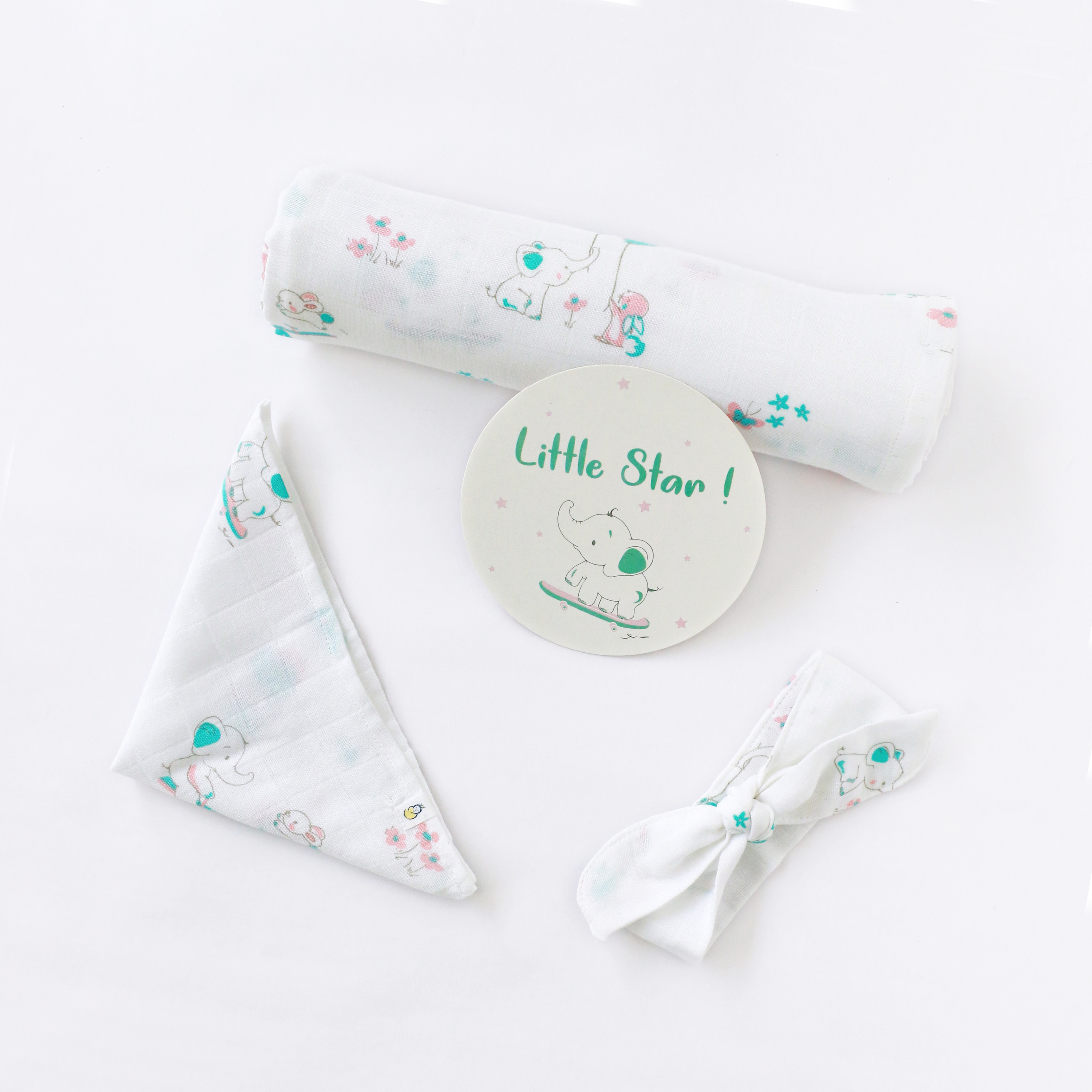 Meet Baggy and Hopps - Organic Cotton ( double layer )Baby Muslin Swaddle/ Blanket - 110 X 110 cms