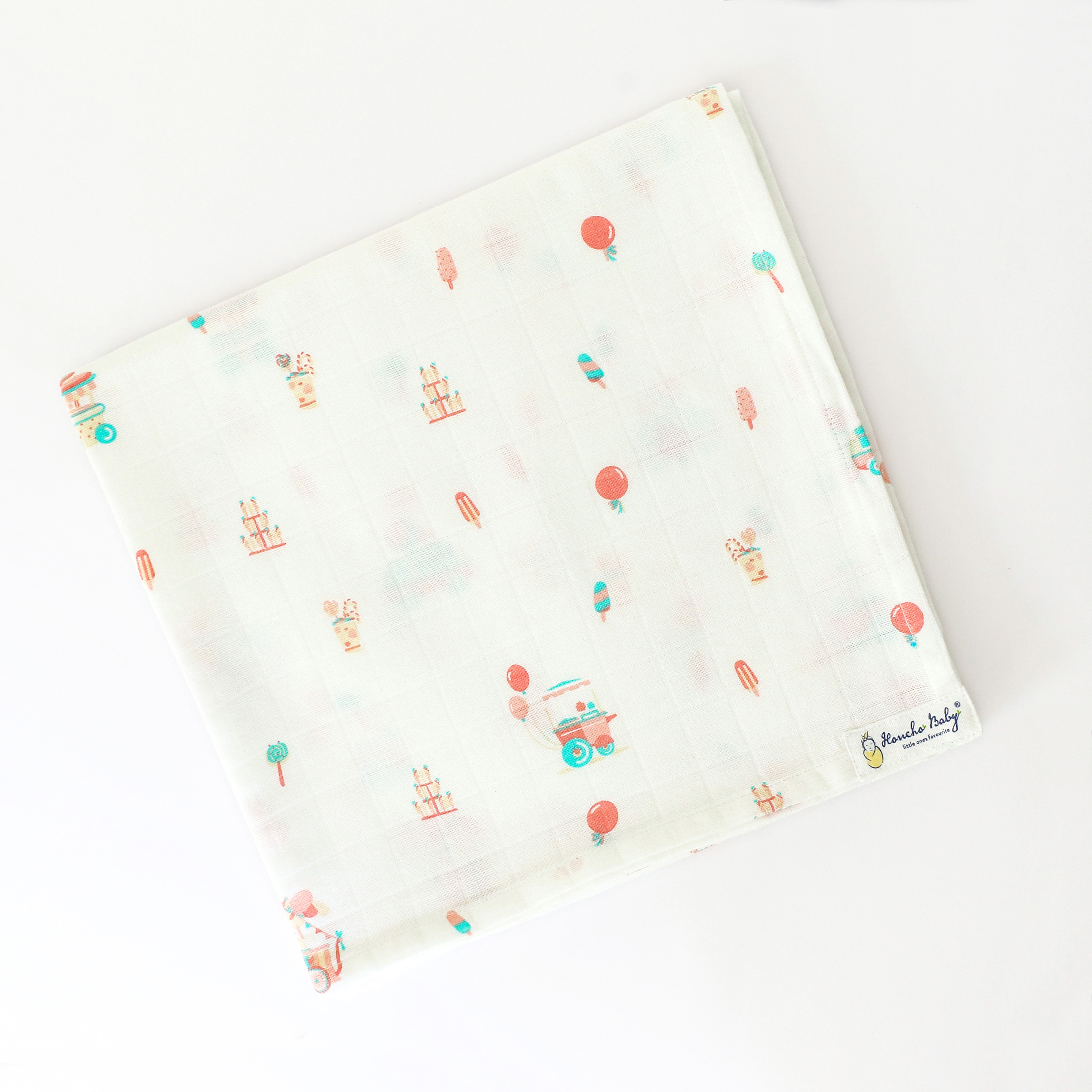 I hear the Ice Cream truck! -Organic Cotton (double layer)Baby Muslin Swaddle/Blanket - 110X110 cms