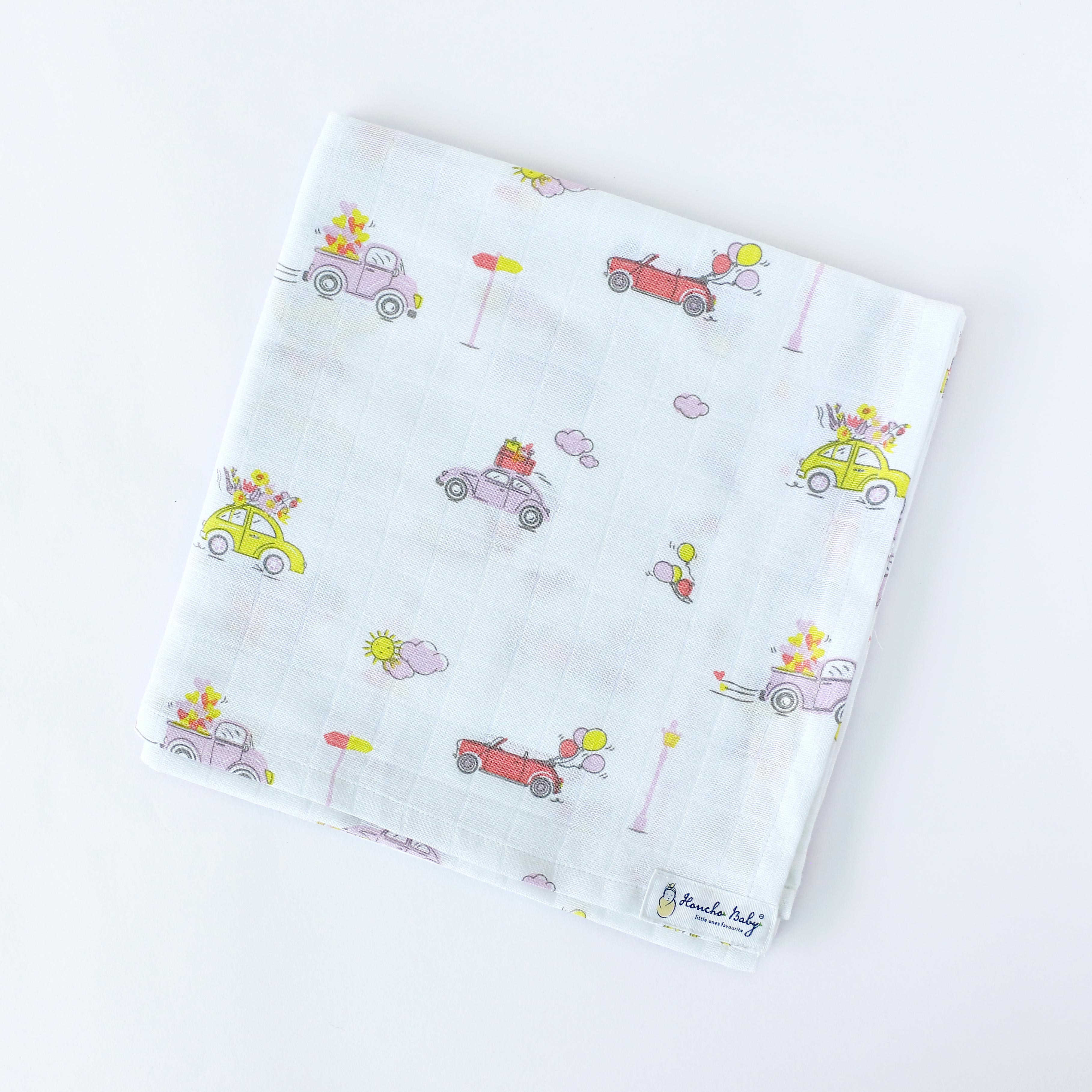 Loads Of Love 2.0 - Organic Cotton ( double layer ) Baby Muslin Swaddle/ Blanket - 110 X 110 cms