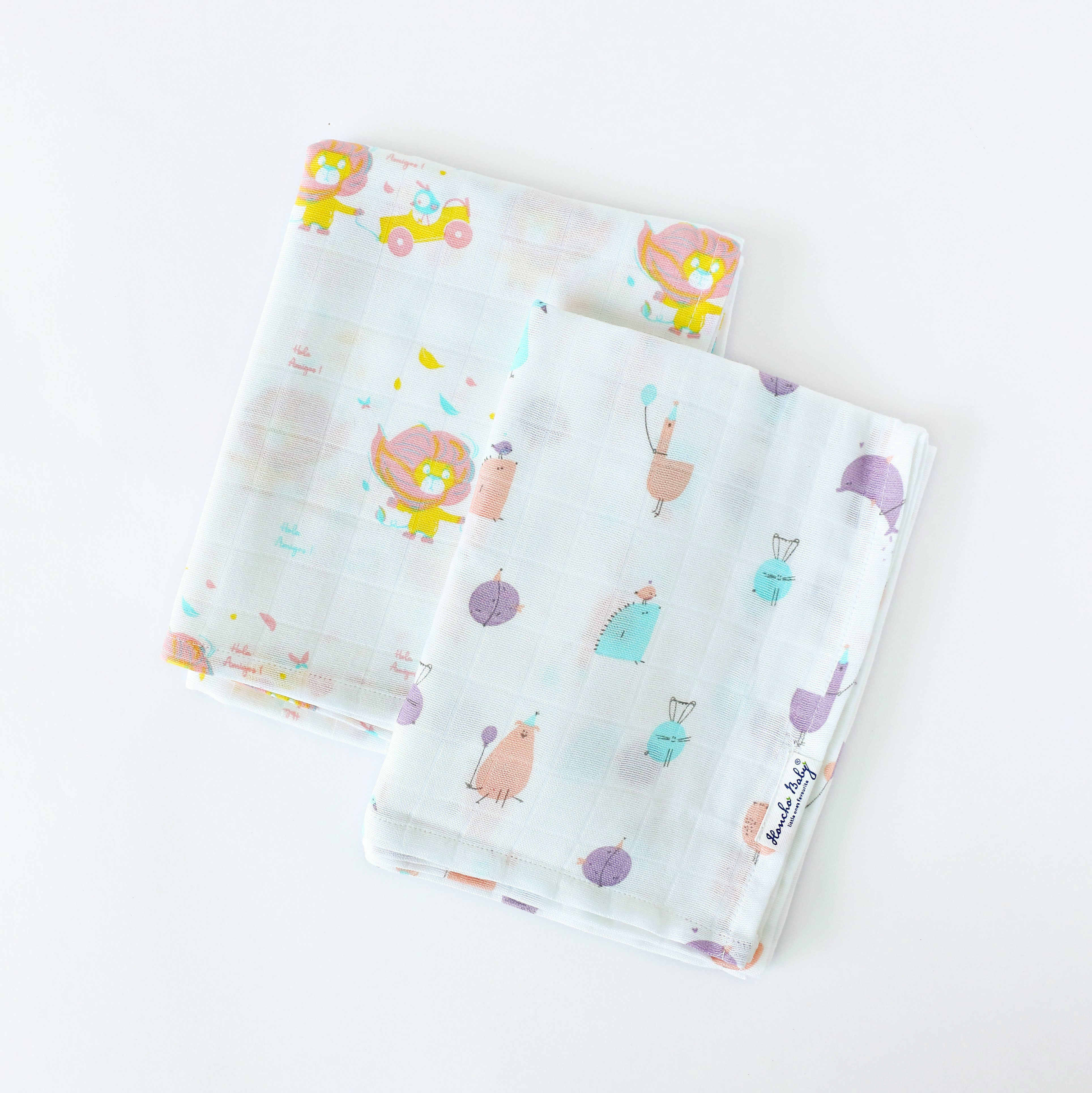 Muslin Cotton Baby Towel ( 65 X 90 cms ) Assorted pack of 2 New