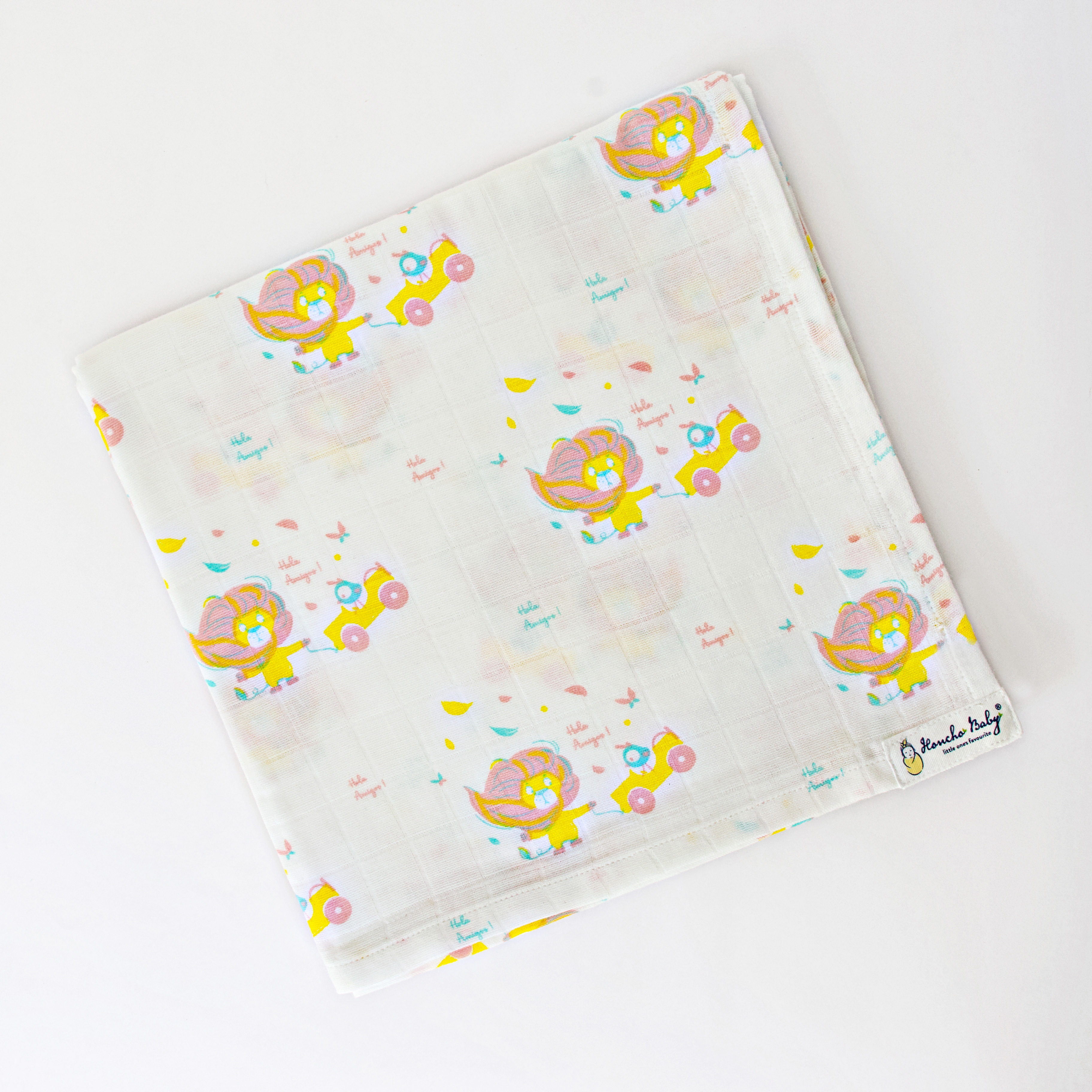 Lion and the wind - Organic Cotton (double layer) Baby Muslin Swaddle/ Blanket - 110 X 110 cms
