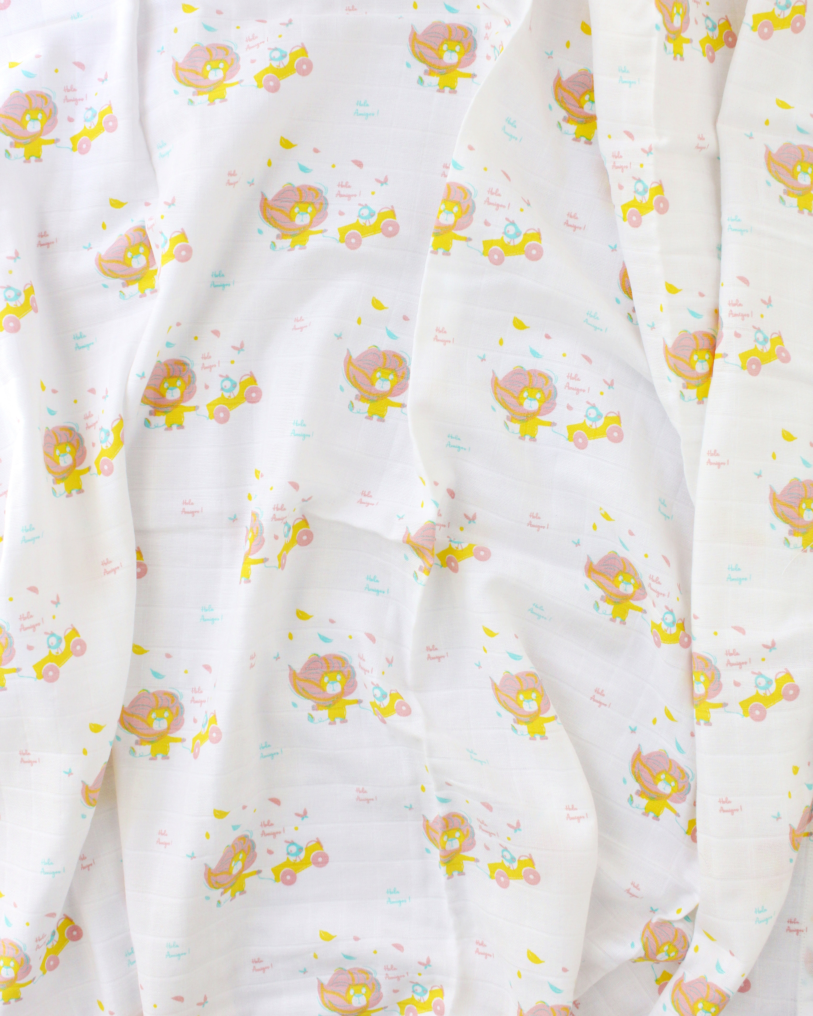 Lion and the wind - Organic Cotton (double layer) Baby Muslin Swaddle/ Blanket - 110 X 110 cms