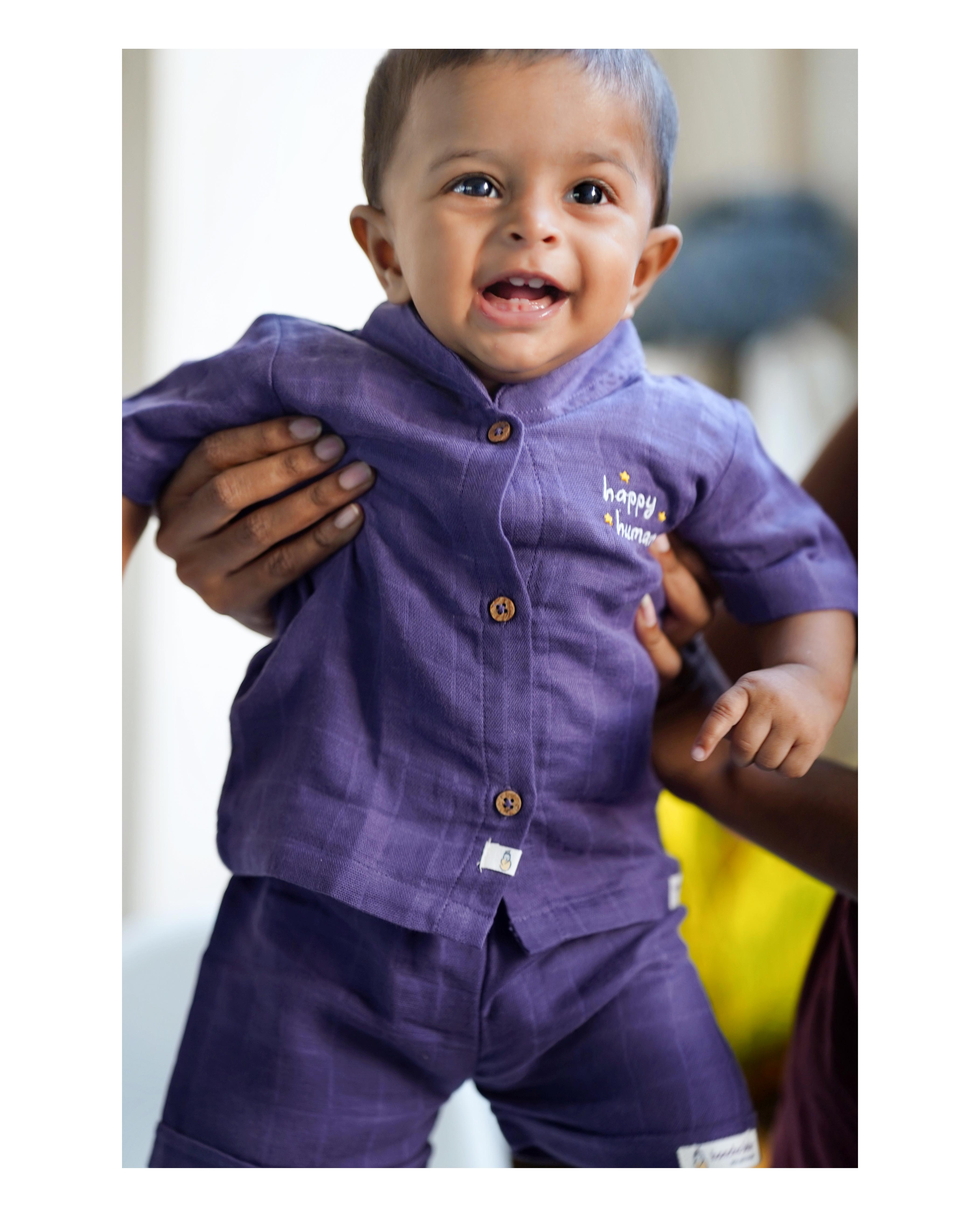 Happy Human Co-ord set ( 0 months - 4 years ) | 1 pack | Purple
