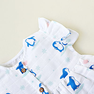 Happy Waddling Penguins - Frock and Bloomers Set ( 0 to 3 years ) 1 pack