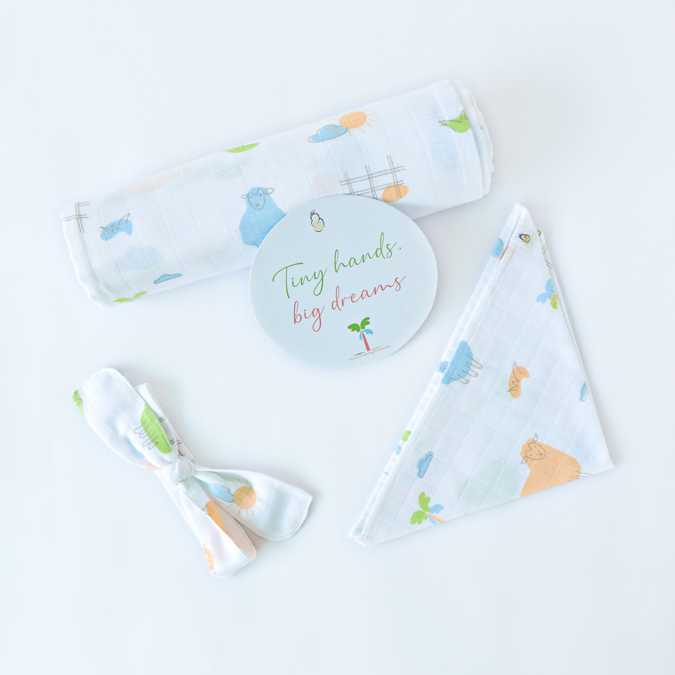 Woolly Wonderland - Organic Cotton (double layer) Baby Muslin Swaddle - 110 X 110 cms