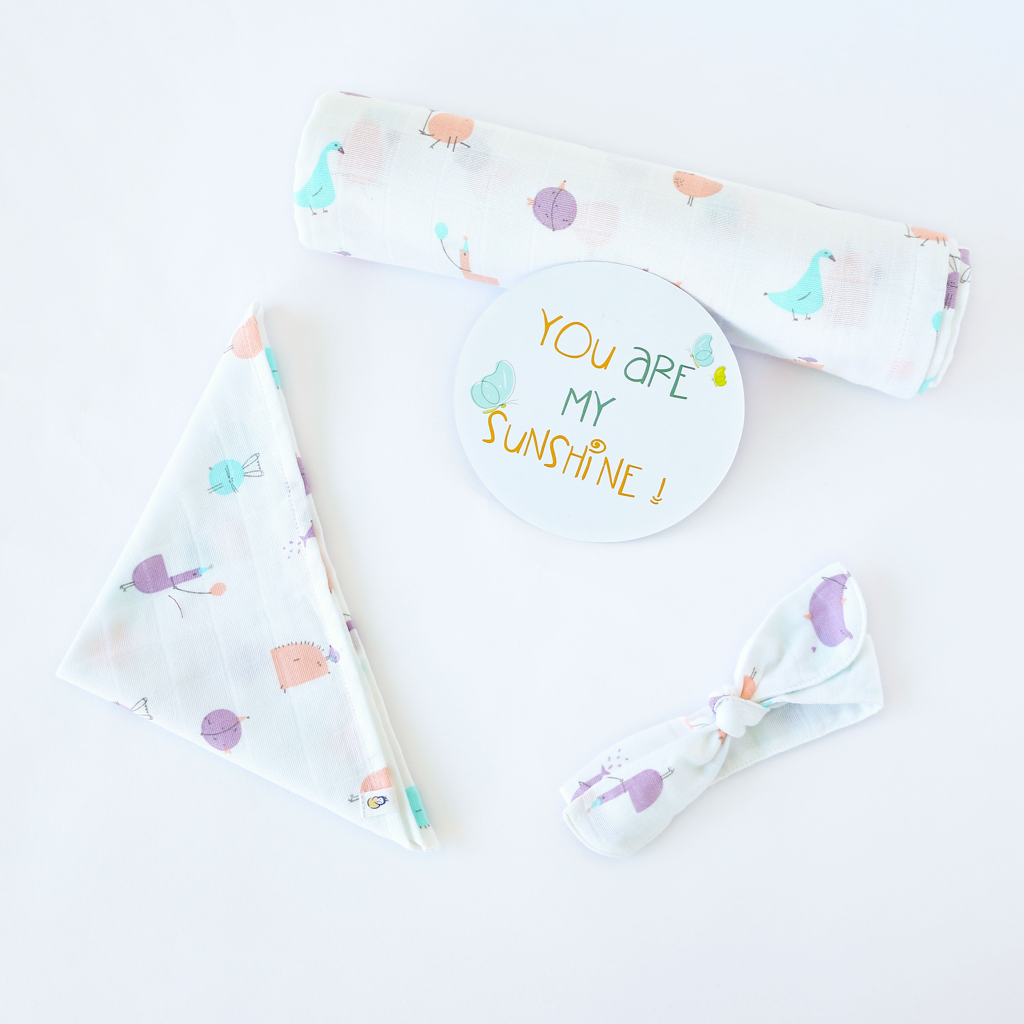Minime Magic Doodles- Organic Cotton ( double layer ) Baby Muslin Swaddle - 110 X 110 cms New