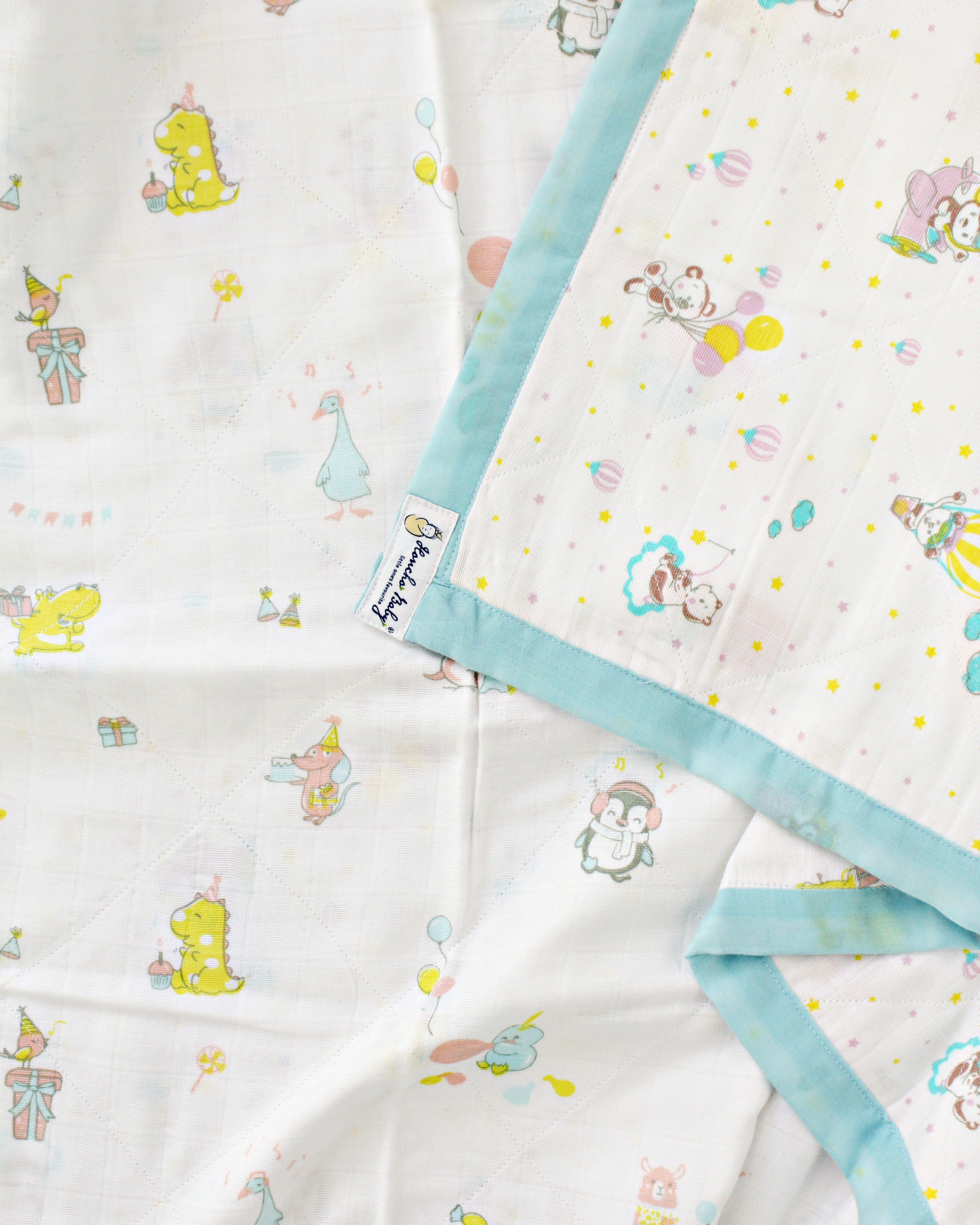 Teddy up above the sky & Let's Celebrate - Reversible Blanket - 4 layered