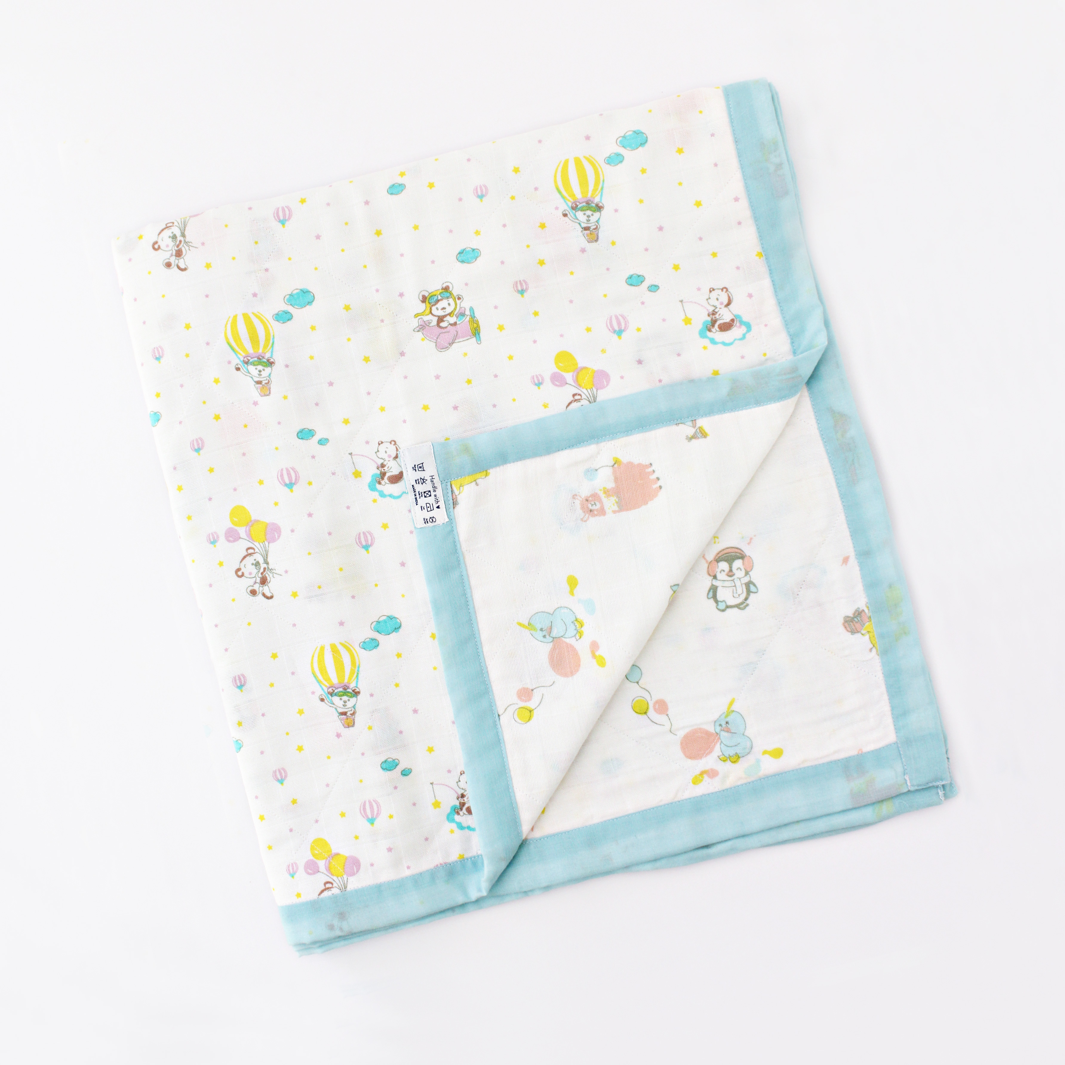 Teddy up above the sky & Let's Celebrate - Reversible Blanket - 4 layered