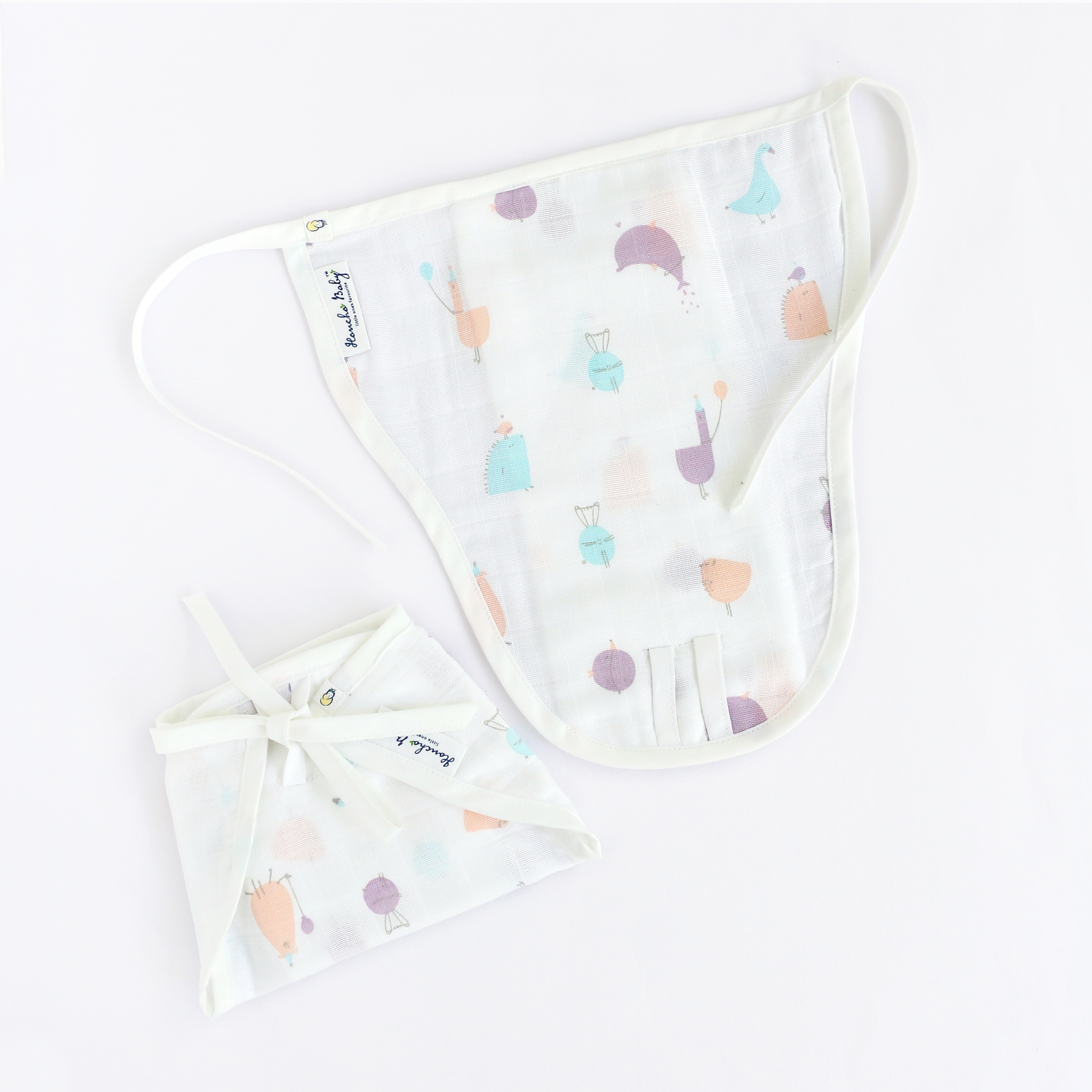 Reusable Muslin Nappies / Langot (4 Layered Central Panel) Assorted 3 Pack NEW
