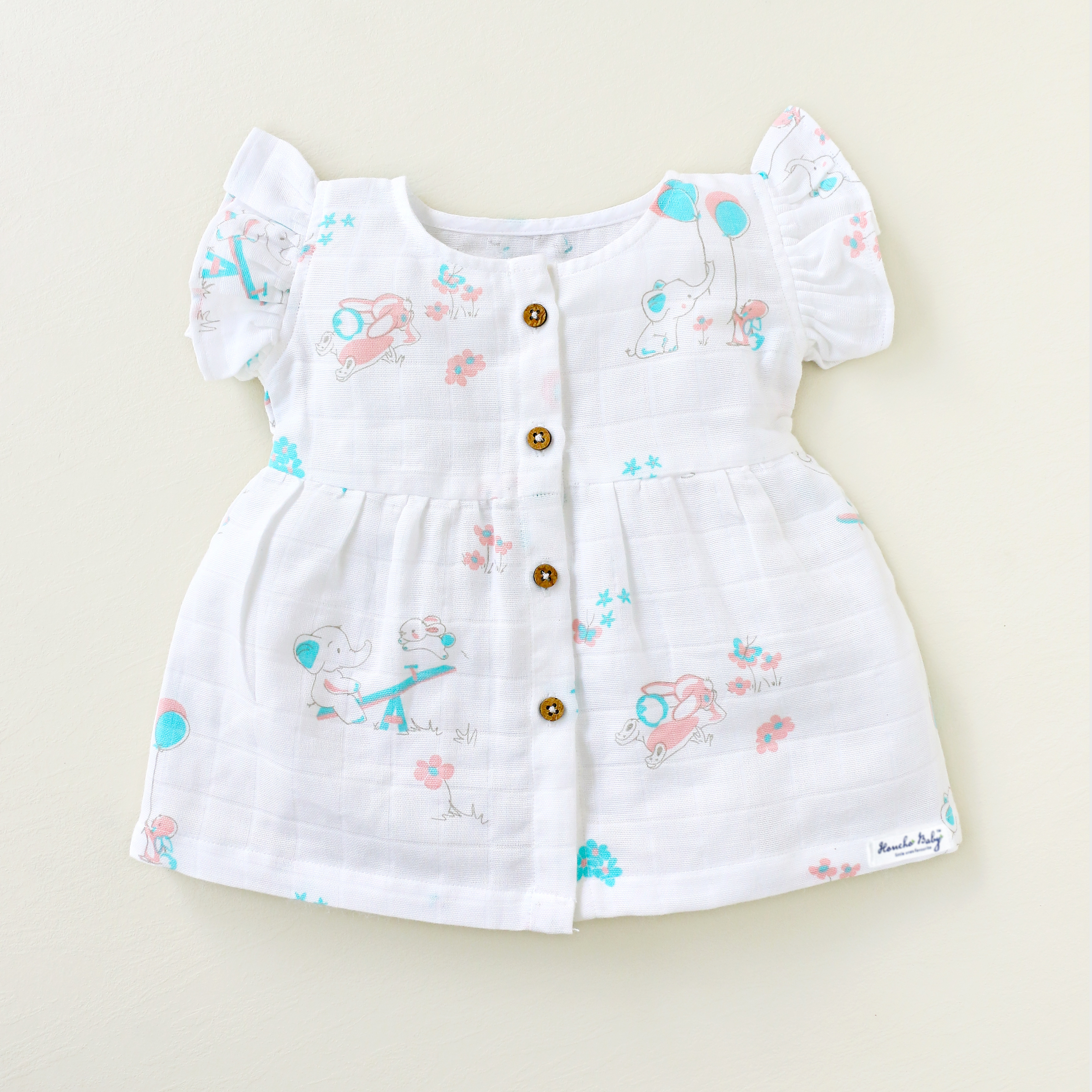 Meet Baggy & Hopps at the park - Muslin Baby Frock ( 0 to 18 months )