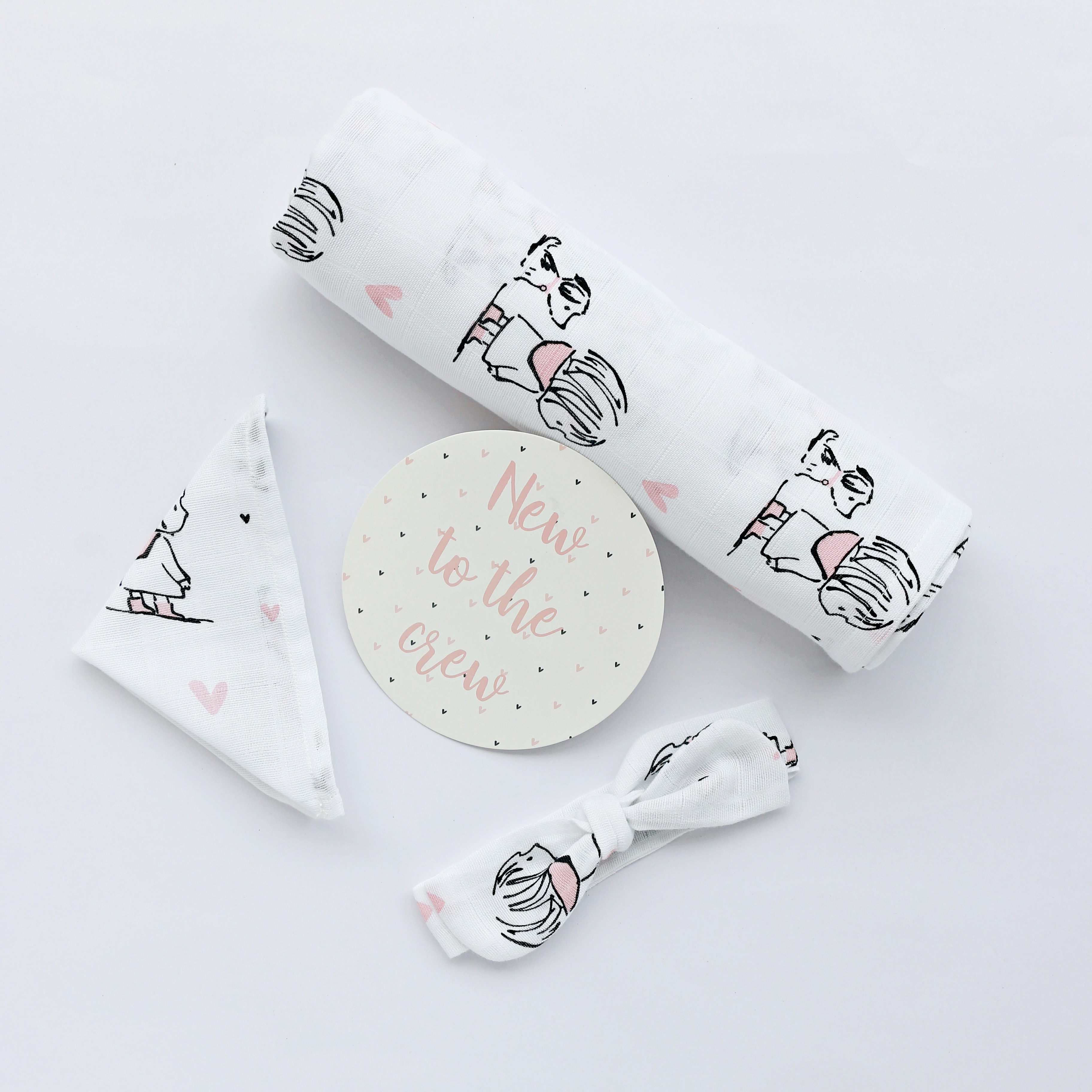 New to the Crew - Organic Cotton ( double layer ) Baby Muslin Swaddle/ Blanket - 110 X 110 cms