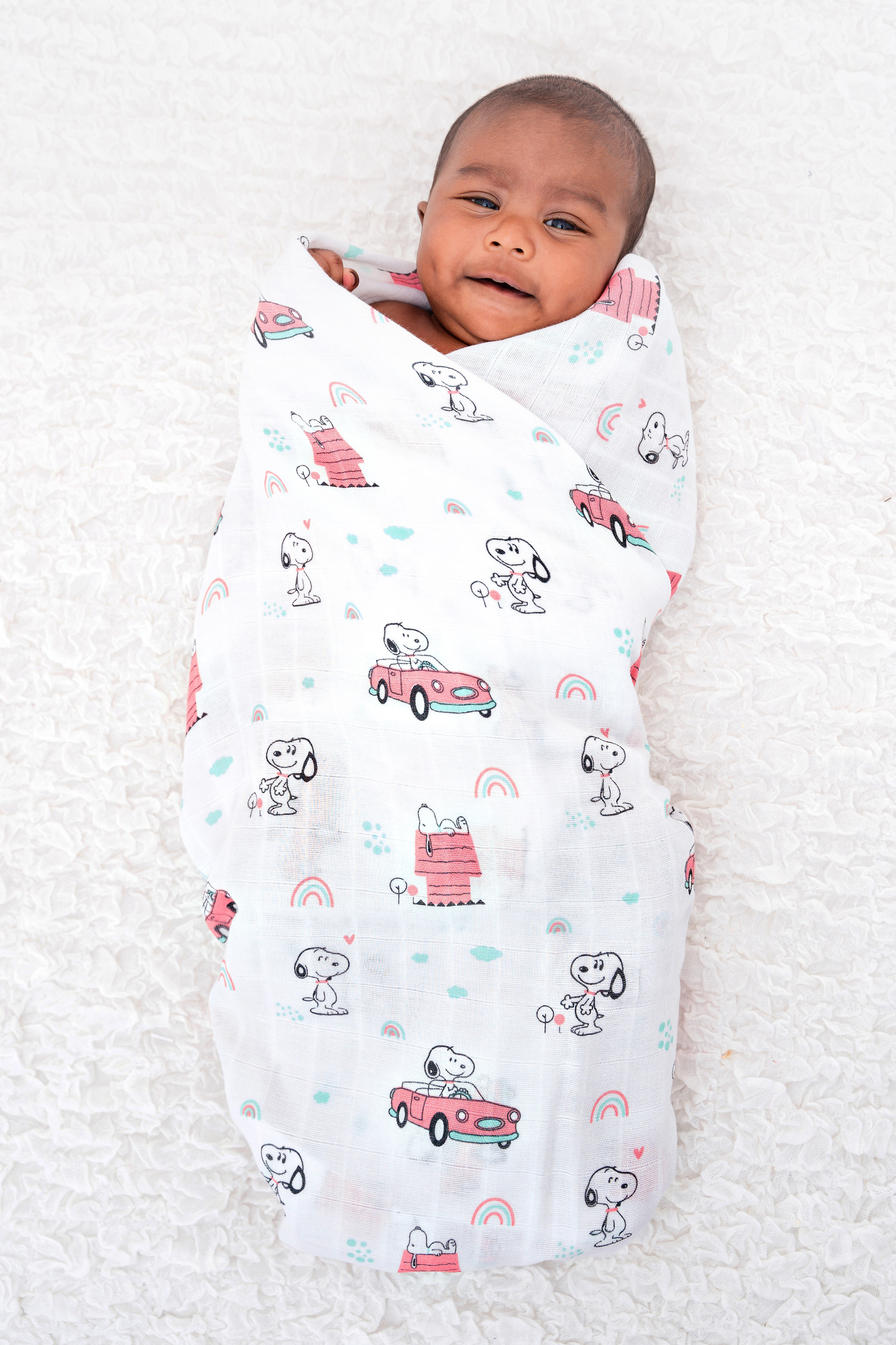 Tiny Miracle - Organic Cotton ( double layer ) Baby Muslin Swaddle/ Blanket - 110 X 110 cms